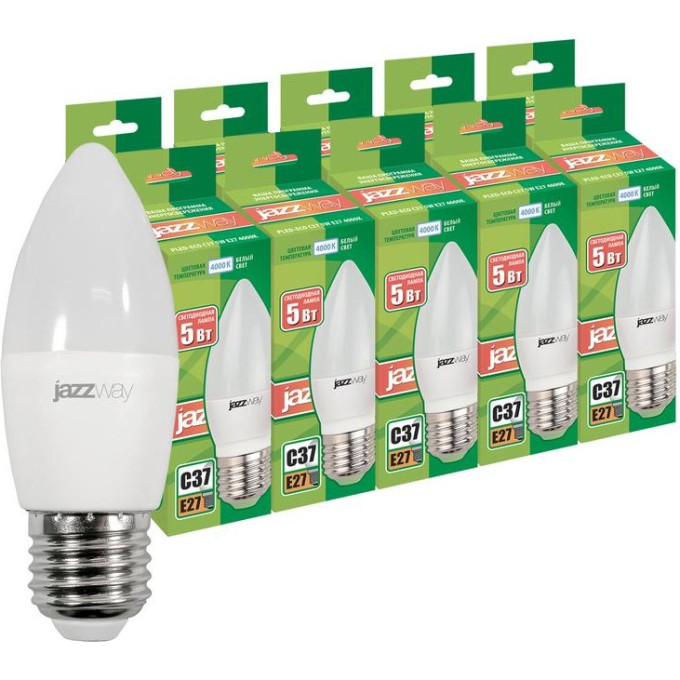 Лампа светодиодная JAZZWAY PLED-ECO 5Вт C37 4000К E27 230В 50Гц 10шт. 2856609